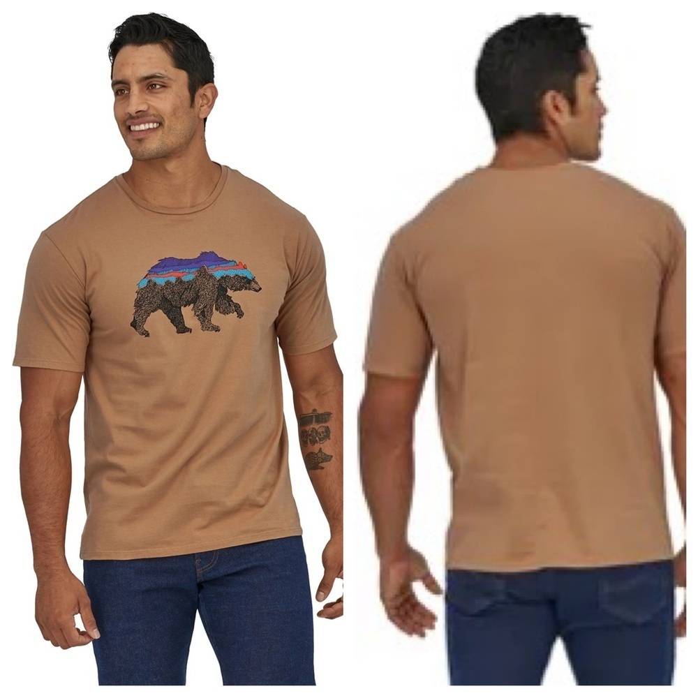 Patagonia back for good tan organic cotton bear t-shirt 26928